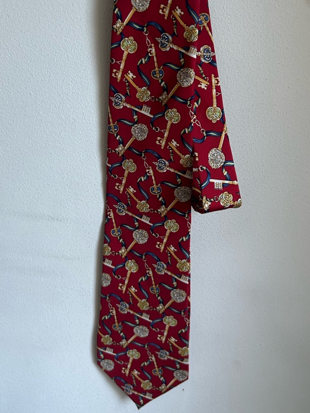 Ralph Lauren Chaps vintage silk necktie antique key and chain pattern